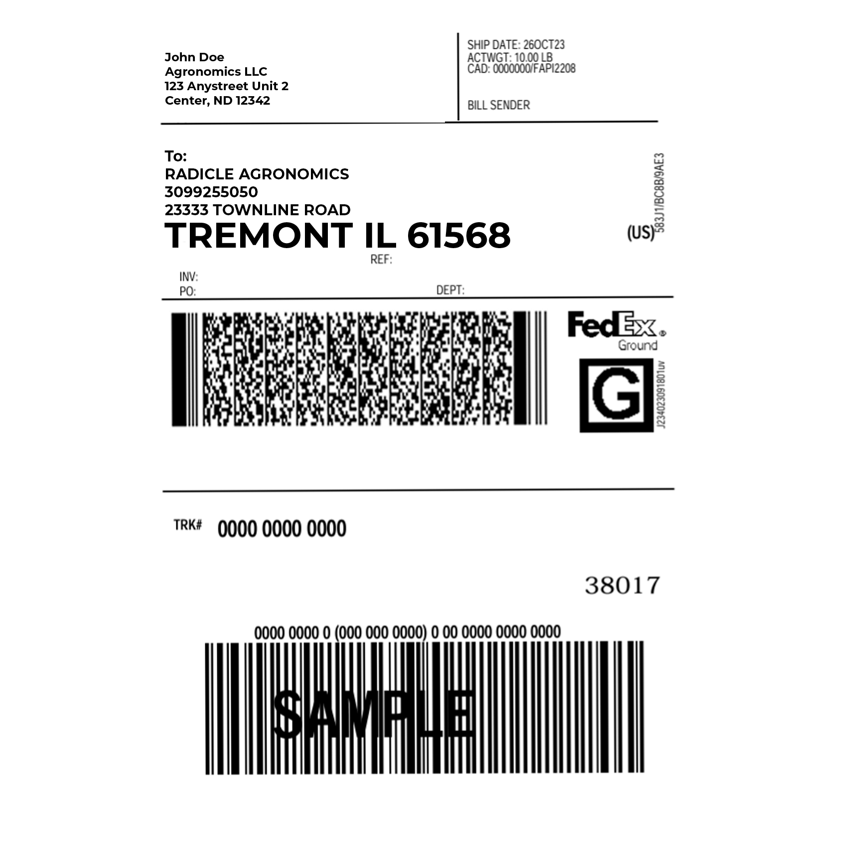 Label For Transporting Lab Sample Lab Shipping Label – Radicle Agronomics